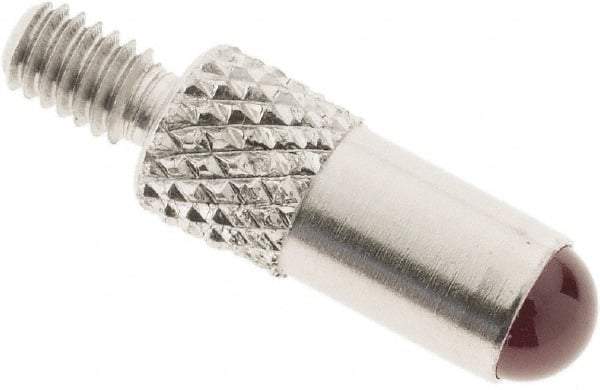 SPI - #4-48, 4mm Ball Diam, Ruby Cupped Ball Contact Point - 1/2" Contact Point Length, Use with Dial Indicators - Benchmark Tooling