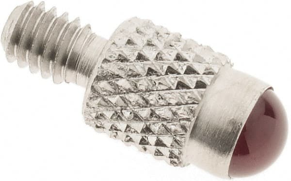 SPI - #4-48, 4mm Ball Diam, Ruby Cupped Ball Contact Point - 0.28" Contact Point Length, Use with Dial Indicators - Benchmark Tooling