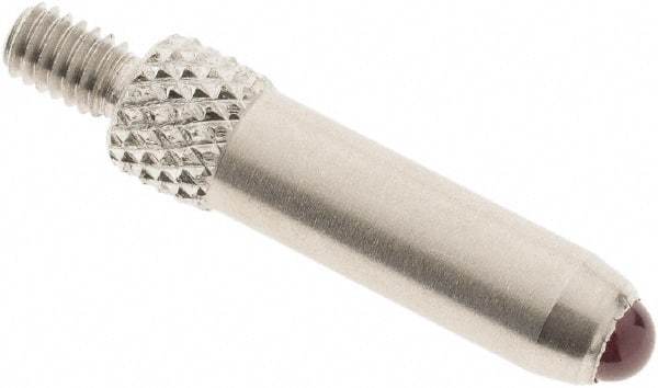 SPI - #4-48, 3mm Ball Diam, Ruby Cupped Ball Contact Point - 3/4" Contact Point Length, Use with Dial Indicators - Benchmark Tooling