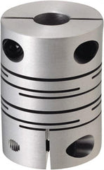 NBK - 4.5 to 6mm Bore, Clamp Style One Piece Slit Type Flexible Coupling - 16mm OD, 23mm OAL, Aluminum Alloy, Clamp Style - Benchmark Tooling