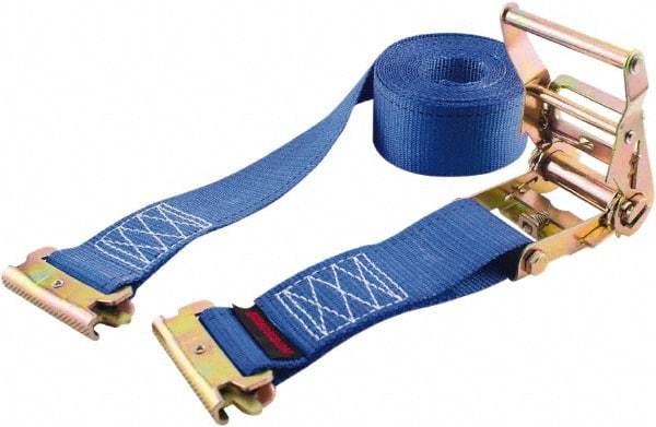Erickson Manufacturing - 20' Long x 2" Wide, 3,500 Lb Basket Capacity, Polyester & Steel Web Sling - Blue - Benchmark Tooling