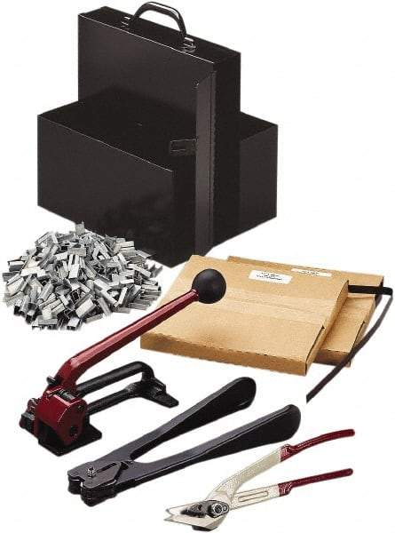 Nifty Products - Strapping Kits Type: Portable Strapping Kit Contents: (2)Steel Coils; Galvanized Steel Seals; Steel Cutter; 3/4" Crimper - Benchmark Tooling