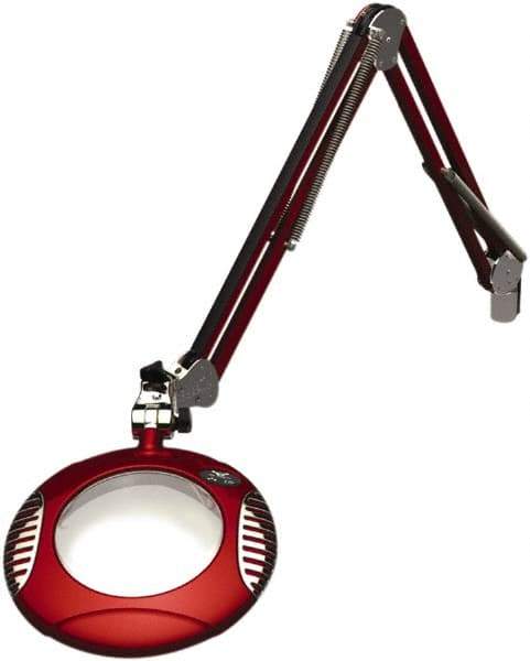 O.C. White - 43 Inch, Spring Suspension, Clamp on, LED, Blaze Red, Magnifying Task Light - 8 Watt, 7.5 and 15 Volt, 2x Magnification, 6 Inch Long - Benchmark Tooling