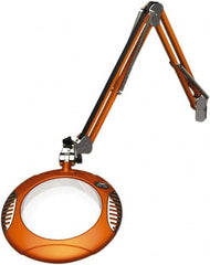 O.C. White - 43 Inch, Spring Suspension, Clamp on, LED, Brilliant Orange, Magnifying Task Light - 8 Watt, 7.5 and 15 Volt, 2x Magnification, 5-1/4 Inch Wide, 7-1/2 Inch Long - Benchmark Tooling