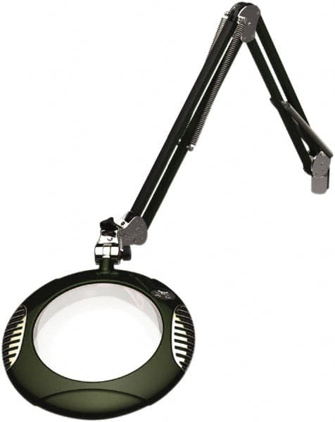 O.C. White - 43 Inch, Spring Suspension, Clamp on, LED, Racing Green, Magnifying Task Light - 8 Watt, 7.5 and 15 Volt, 2x Magnification, 5-1/4 Inch Wide, 7-1/2 Inch Long - Benchmark Tooling