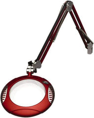 O.C. White - 43 Inch, Spring Suspension, Clamp on, LED, Blaze Red, Magnifying Task Light - 8 Watt, 7.5 and 15 Volt, 2x Magnification, 5-1/4 Inch Wide, 7-1/2 Inch Long - Benchmark Tooling