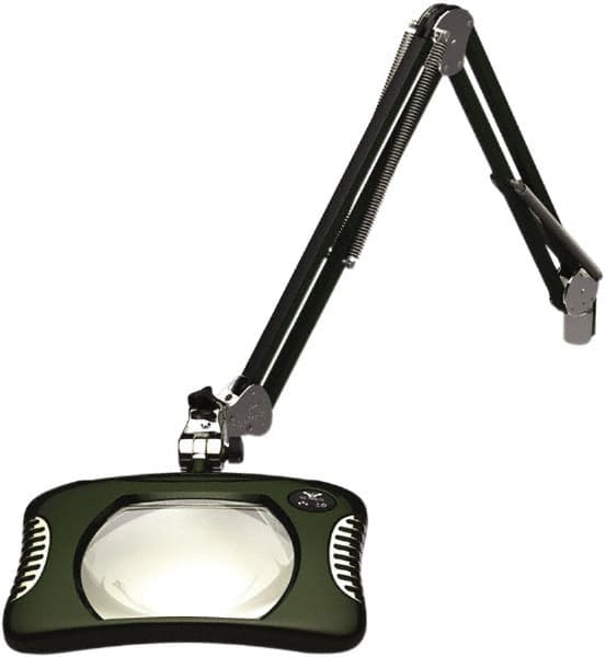 O.C. White - 43 Inch, Spring Suspension, Clamp on, LED, Racing Green, Magnifying Task Light - 8 Watt, 7.5 and 15 Volt, 2x Magnification, 5-1/4 Inch Wide, 7 Inch Long - Benchmark Tooling