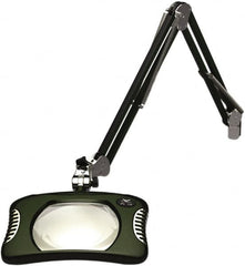 O.C. White - 43 Inch, Spring Suspension, Clamp on, LED, Racing Green, Magnifying Task Light - 8 Watt, 7.5 and 15 Volt, 2x Magnification, 5-1/4 Inch Wide, 7 Inch Long - Benchmark Tooling