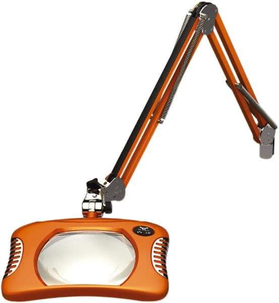 O.C. White - 43 Inch, Spring Suspension, Clamp on, LED, Brilliant Orange, Magnifying Task Light - 8 Watt, 7.5 and 15 Volt, 2x Magnification, 5-1/4 Inch Wide, 7 Inch Long - Benchmark Tooling