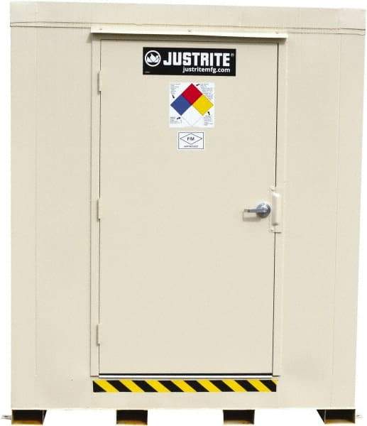 Justrite - 9 Drum, 155 Gal Sump Capacity, Locker - 7.91' Long x 7-1/2' Wide x 8.08' High, Galvanized Steel - Benchmark Tooling