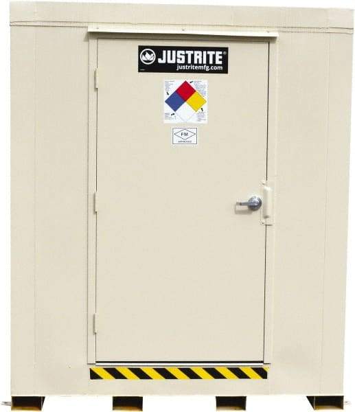 Justrite - 6 Drum, 105 Gal Sump Capacity, Locker - 7.91' Long x 5-1/2' Wide x 8.08' High, Galvanized Steel - Benchmark Tooling