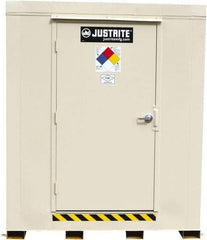 Justrite - 4 Drum, 71 Gal Sump Capacity, Locker - 6' Long x 5-1/2' Wide x 6.25' High, Galvanized Steel - Benchmark Tooling