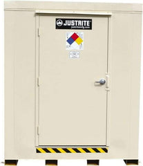 Justrite - 12 Drum, 221 Gal Sump Capacity, Locker - 7.33' Long x 10' Wide x 8.08' High, Galvanized Steel - Benchmark Tooling