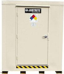 Justrite - 12 Drum, 221 Gal Sump Capacity, Locker - 7.33' Long x 10' Wide x 8.08' High, Galvanized Steel - Benchmark Tooling