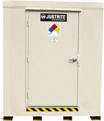 Justrite - 9 Drum, 168 Gal Sump Capacity, Locker - 8' Long x 7-1/2' Wide x 8.08' High, Galvanized Steel - Benchmark Tooling