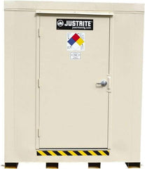 Justrite - 12 Drum, 205 Gal Sump Capacity, Locker - 7.33' Long x 10' Wide x 8' High, Galvanized Steel - Benchmark Tooling