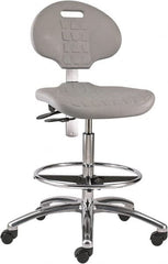 Bevco - 20-1/2 to 30-1/2" High Adjustable Height Swivel Stool - 27" Wide x 27" Deep, Polyurethane Seat, Gray - Benchmark Tooling