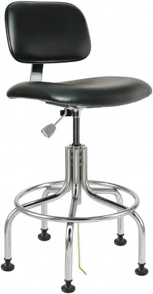 Bevco - 24-1/2 to 29-1/2" High Adjustable Height Swivel Stool - 22" Wide x 22" Deep, Vinyl Seat, Black - Benchmark Tooling