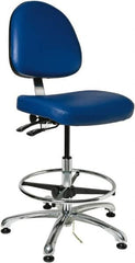 Bevco - 19 to 26-1/2" High Adjustable Height Swivel Stool - 27" Wide x 27" Deep, Vinyl Seat, Blue - Benchmark Tooling