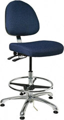 Bevco - 19 to 26-1/2" High Adjustable Height Swivel Stool - 27" Wide x 27" Deep, 100% Olefin Seat, Navy - Benchmark Tooling