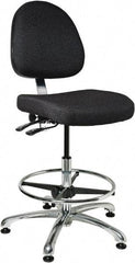 Bevco - 19 to 26-1/2" High Adjustable Height Swivel Stool - 27" Wide x 27" Deep, 100% Olefin Seat, Ebony - Benchmark Tooling