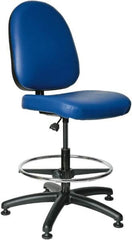 Bevco - 20 to 27-1/2" High Adjustable Height Swivel Stool - 27" Wide x 27" Deep, Vinyl Seat, Blue - Benchmark Tooling