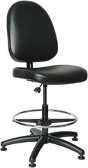 Bevco - 20 to 27-1/2" High Adjustable Height Swivel Stool - 27" Wide x 27" Deep, Vinyl Seat, Black - Benchmark Tooling