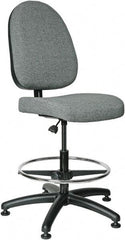 Bevco - 20 to 27-1/2" High Adjustable Height Swivel Stool - 27" Wide x 27" Deep, 100% Olefin Seat, Gray - Benchmark Tooling