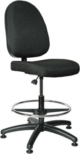 Bevco - 20 to 27-1/2" High Adjustable Height Swivel Stool - 27" Wide x 27" Deep, 100% Olefin Seat, Black - Benchmark Tooling