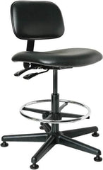 Bevco - 19-1/2 to 27" High Adjustable Height Swivel Stool - 27" Wide x 27" Deep, Vinyl Seat, Black - Benchmark Tooling