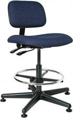 Bevco - 19-1/2 to 27" High Adjustable Height Swivel Stool - 27" Wide x 27" Deep, 100% Olefin Seat, Navy - Benchmark Tooling