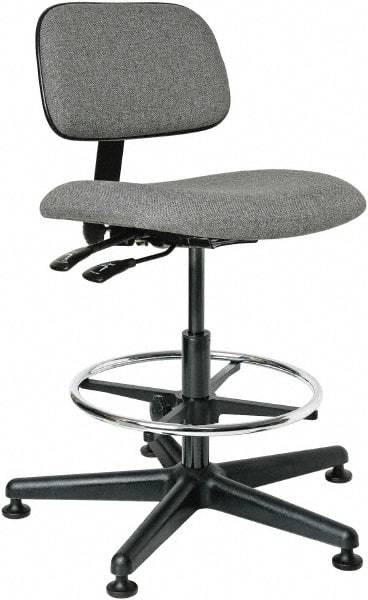 Bevco - 19-1/2 to 27" High Adjustable Height Swivel Stool - 27" Wide x 27" Deep, 100% Olefin Seat, Gray - Benchmark Tooling