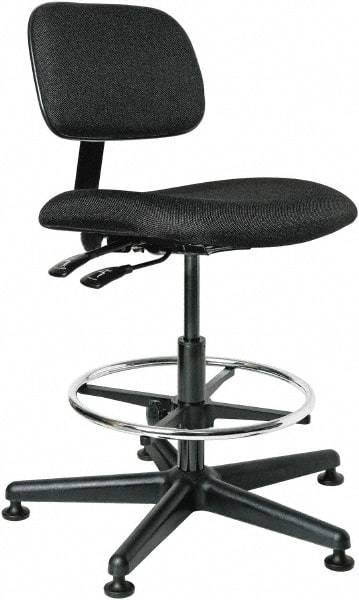 Bevco - 19-1/2 to 27" High Adjustable Height Swivel Stool - 27" Wide x 27" Deep, 100% Olefin Seat, Black - Benchmark Tooling