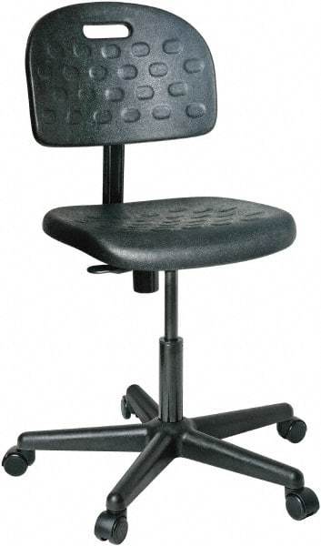 Bevco - 16 to 21" High Adjustable Height Swivel Stool - 25" Wide x 25" Deep, Polyurethane Seat, Black - Benchmark Tooling