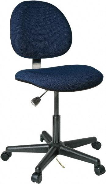 Bevco - 17 to 22" High Adjustable Height Swivel Stool - 25" Wide x 25" Deep, Conductive Cloth Seat, Navy - Benchmark Tooling