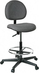 Bevco - 21 to 31" High Adjustable Height Swivel Stool - 27" Wide x 27" Deep, 100% Olefin Seat, Gray - Benchmark Tooling