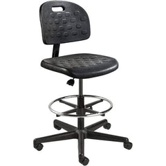 Bevco - 22-1/4 to 32" High Adjustable Height Swivel Stool - 27" Wide x 27" Deep, Polyurethane Seat, Black - Benchmark Tooling