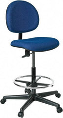 Bevco - 21 to 31" High Adjustable Height Swivel Stool - 27" Wide x 27" Deep, 100% Olefin Seat, Blue - Benchmark Tooling