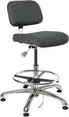 Bevco - 19 to 26-1/2" High Adjustable Height Swivel Stool - 27" Wide x 27" Deep, Conductive Cloth Seat, Gray - Benchmark Tooling