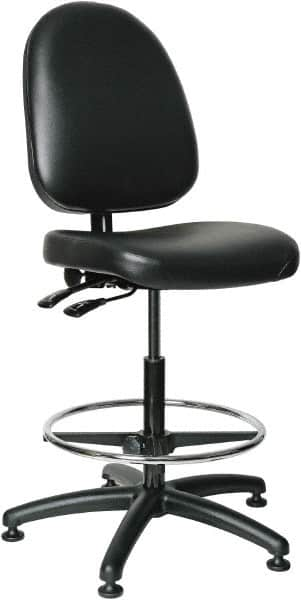 Bevco - 24 to 34" High Adjustable Height Swivel Stool - 27" Wide x 27" Deep, Vinyl Seat, Black - Benchmark Tooling