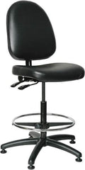 Bevco - 24 to 34" High Adjustable Height Swivel Stool - 27" Wide x 27" Deep, Vinyl Seat, Black - Benchmark Tooling