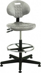 Bevco - 21 to 31" High Adjustable Height Swivel Stool - 27" Wide x 27" Deep, Polyurethane Seat, Gray - Benchmark Tooling