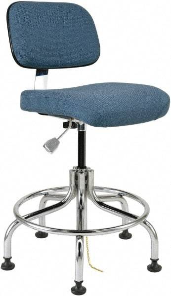 Bevco - 20 to 25" High Adjustable Height Swivel Stool - 27" Wide x 22" Deep, Conductive Cloth Seat, Slate Blue - Benchmark Tooling