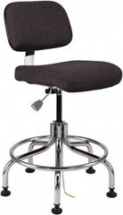 Bevco - 20 to 25" High Adjustable Height Swivel Stool - 27" Wide x 22" Deep, Conductive Cloth Seat, Ebony - Benchmark Tooling