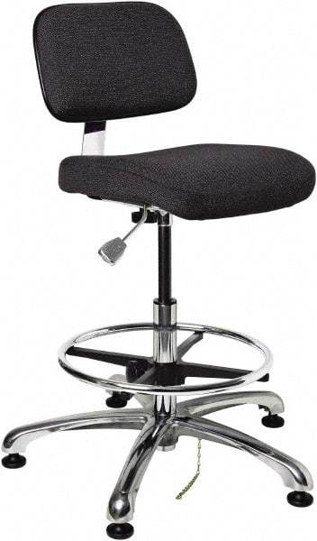 Bevco - 19 to 26-1/2" High Adjustable Height Swivel Stool - 27" Wide x 27" Deep, Conductive Cloth Seat, Ebony - Benchmark Tooling