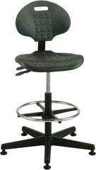 Bevco - 21 to 31" High Adjustable Height Swivel Stool - 27" Wide x 27" Deep, Polyurethane Seat, Black - Benchmark Tooling