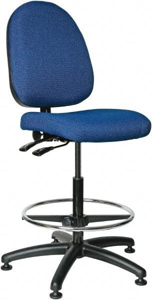 Bevco - 24 to 34" High Adjustable Height Swivel Stool - 27" Wide x 27" Deep, 100% Olefin Seat, Royal Blue - Benchmark Tooling