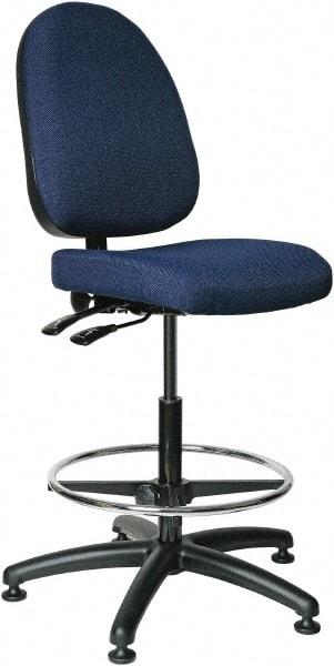 Bevco - 24 to 34" High Adjustable Height Swivel Stool - 27" Wide x 27" Deep, 100% Olefin Seat, Navy - Benchmark Tooling