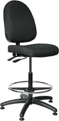 Bevco - 24 to 34" High Adjustable Height Swivel Stool - 27" Wide x 27" Deep, 100% Olefin Seat, Black - Benchmark Tooling