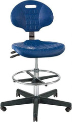 Bevco - 21 to 31" High Adjustable Height Swivel Stool - 27" Wide x 27" Deep, Polyurethane Seat, Blue - Benchmark Tooling